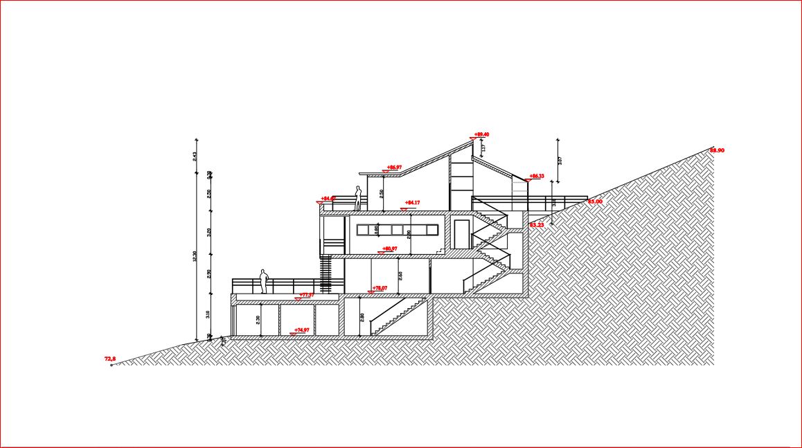 Errichtung eines Einfamilienhauses als Hanghaus