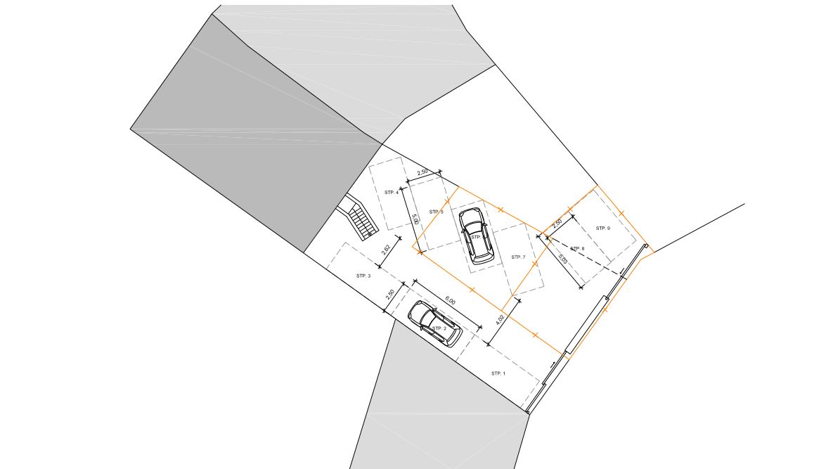 Planung von Parkplatzflächen für ein Bürogebäude