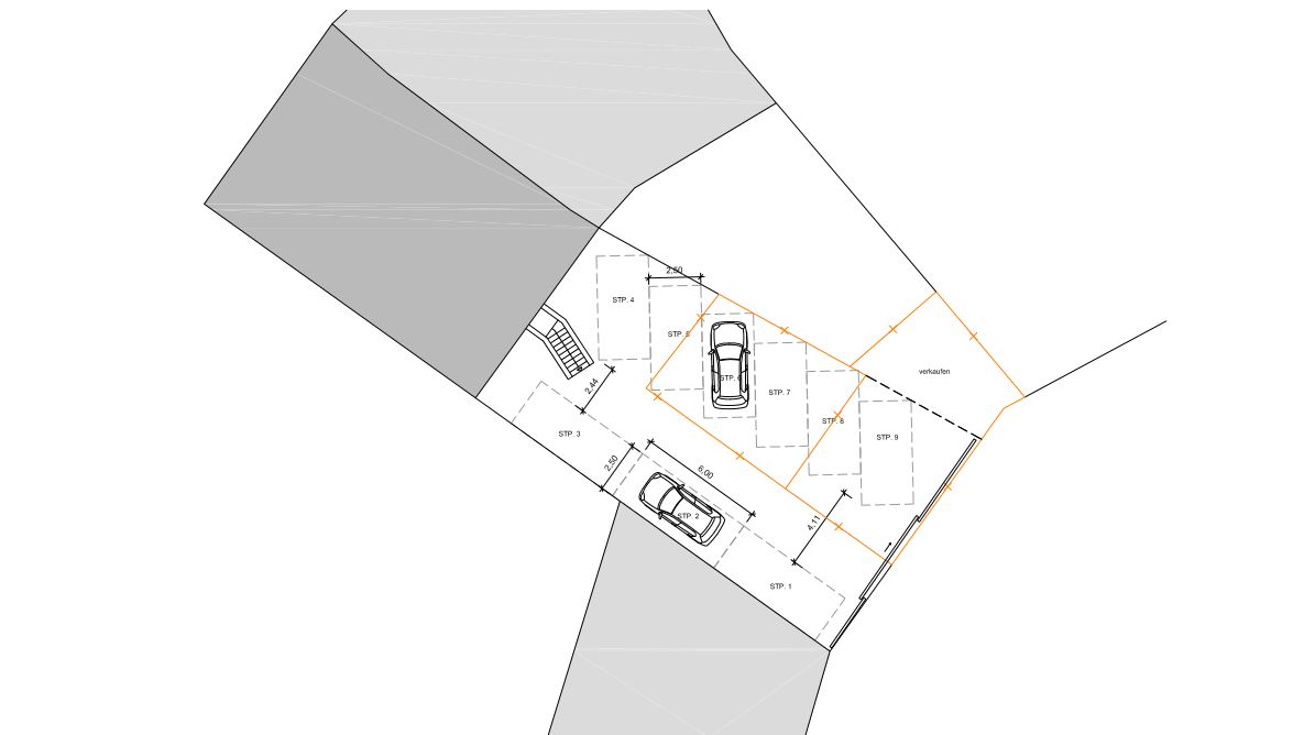 Planung von Parkplatzflächen für ein Bürogebäude