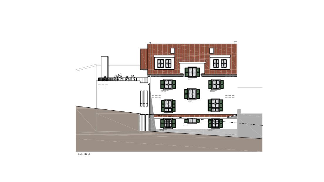 Umbau und Renovierung eines Einfamilienhauses, Errichtung von Gauben und einer Dachterrasse