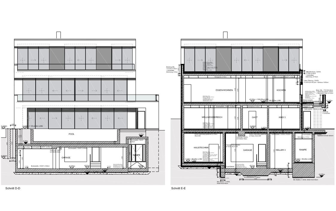 Neubau eines Einfamilienhauses mit Tiefgarage