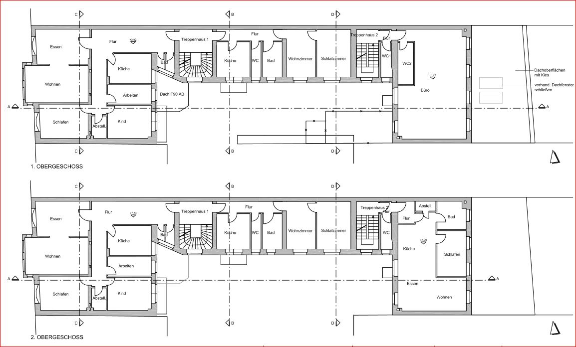 Umbau und Sanierung eines denkmalgeschützten Stadthauses, Ausbau des Dachgeschosses und einer ehemaligen Ofenbauwerkstatt