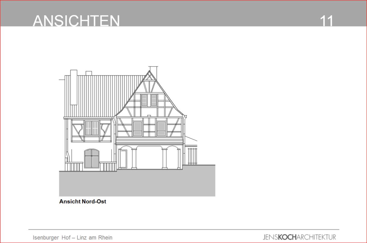 Konzept zum Umbau einer denkmalgeschützten barocken Villa und eines Fachwerkhauses am Isenburger Hof
