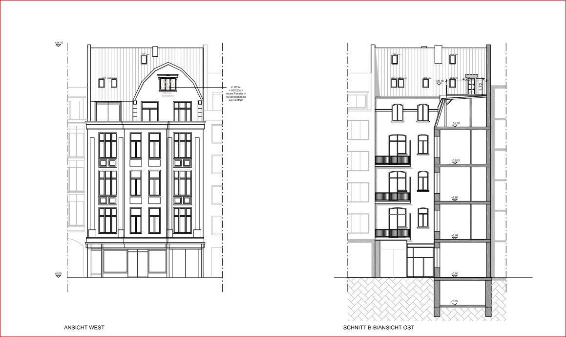Umbau und Sanierung eines denkmalgeschützten Stadthauses, Ausbau des Dachgeschosses und einer ehemaligen Ofenbauwerkstatt