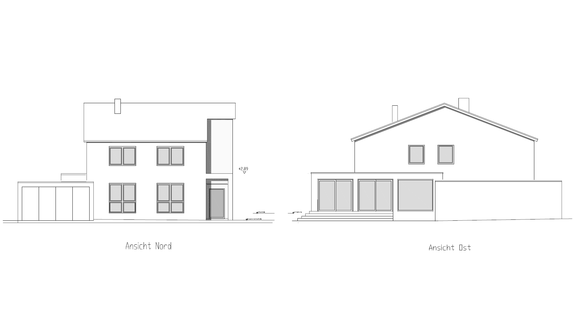 Energetische Sanierung eines 1960er Jahre Hauses und Errichtung eines Anbaus, einer Pergolenumspielung und einer Garage mit PKW-Lift