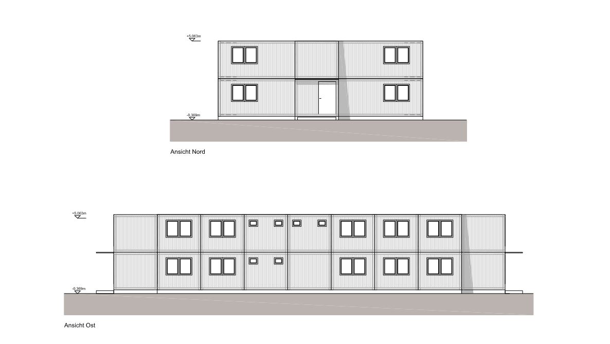 Errichtung einer Containeranlage mit Büro-, Umkleide- und Waschräumen für ein Entsorgungsunternehmen