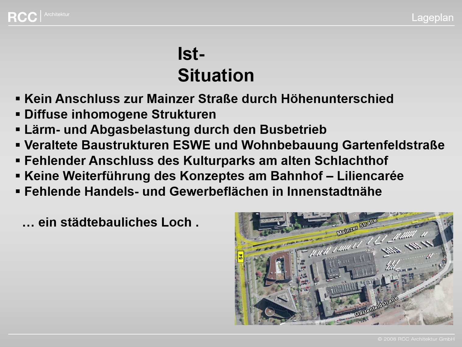 Errichtung einer Wohn- und Geschäftsanlage auf 4 Ha über einem Busdepot